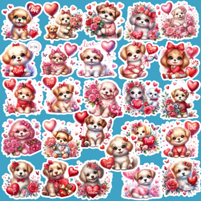 Cute Dog Valentine Stickers - image1